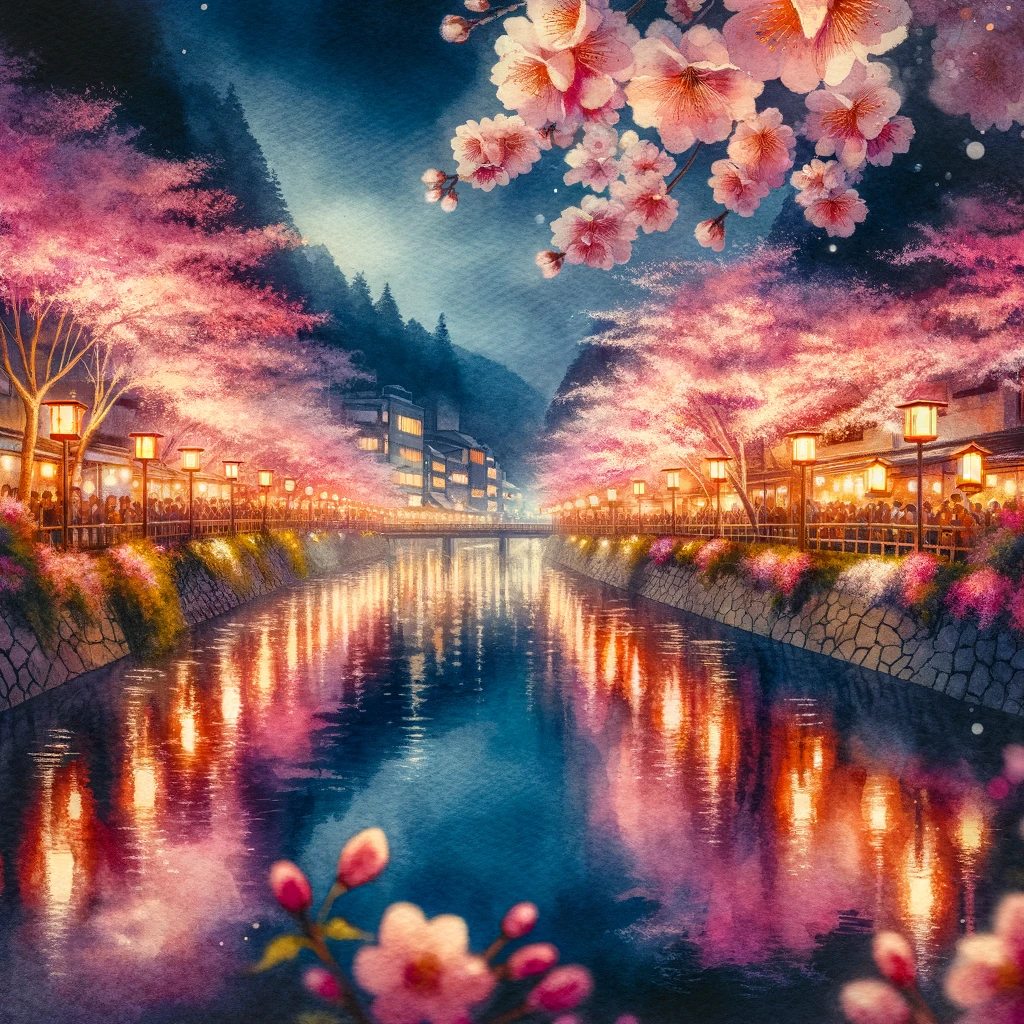 城崎温泉の夜桜2024