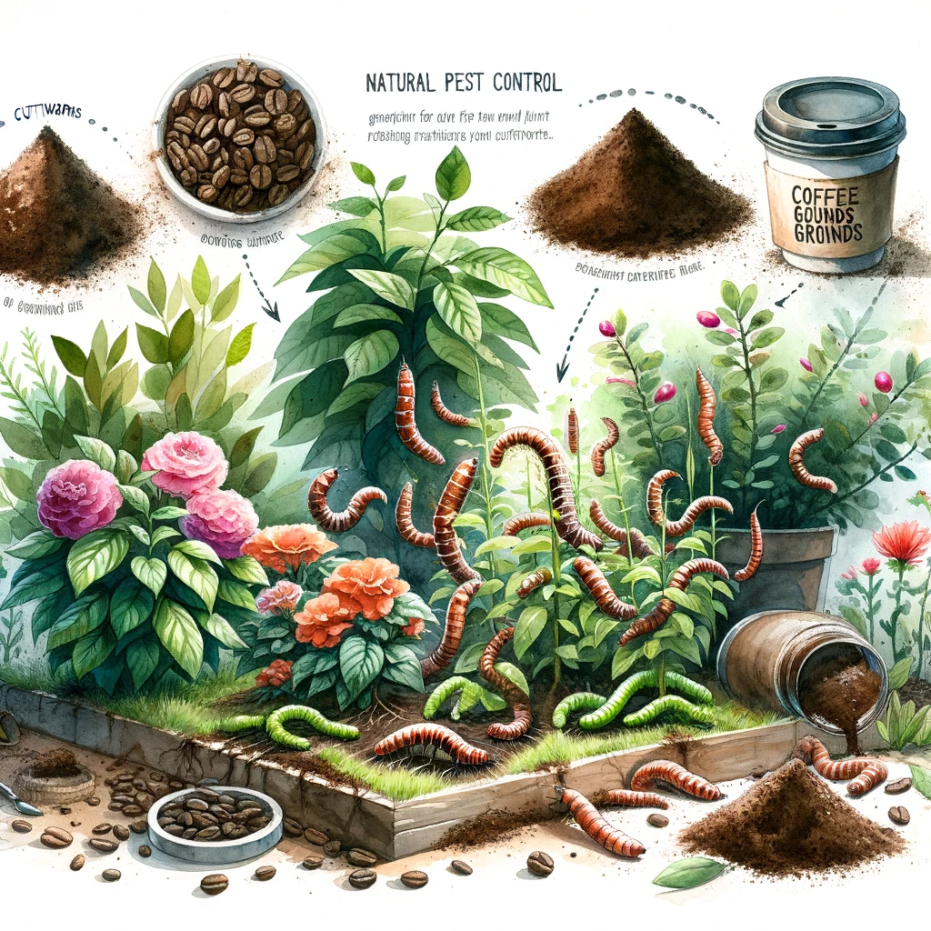 コーヒーかすを使った自然な害虫忌避剤としてのガーデンシーン