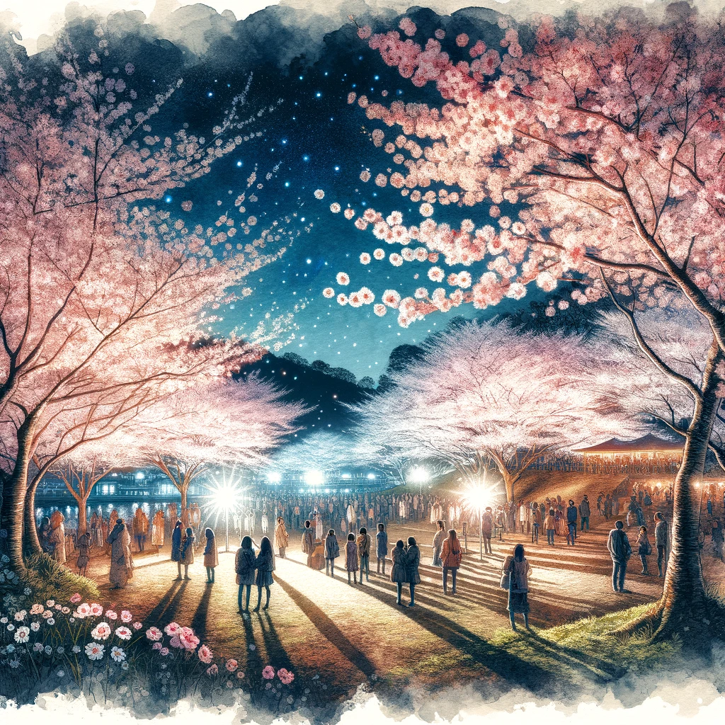 明石公園の夜の桜祭り